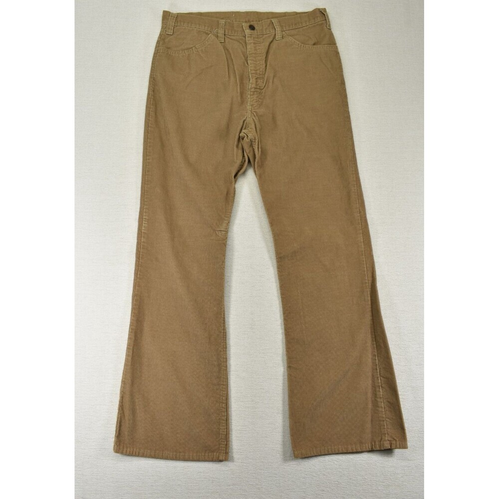 Vintage JCPenney Pants Men 34x31 Tan Corduroy Flare Bootcut Made in USA 70s